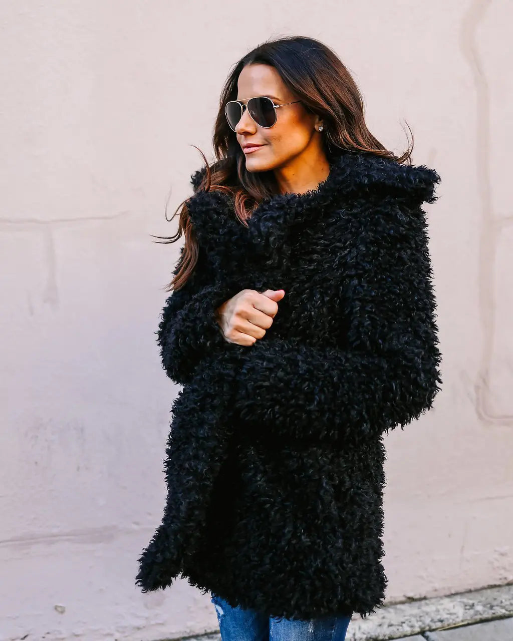 Chic Long Faux Fur Coat - Women's Winter Elegance