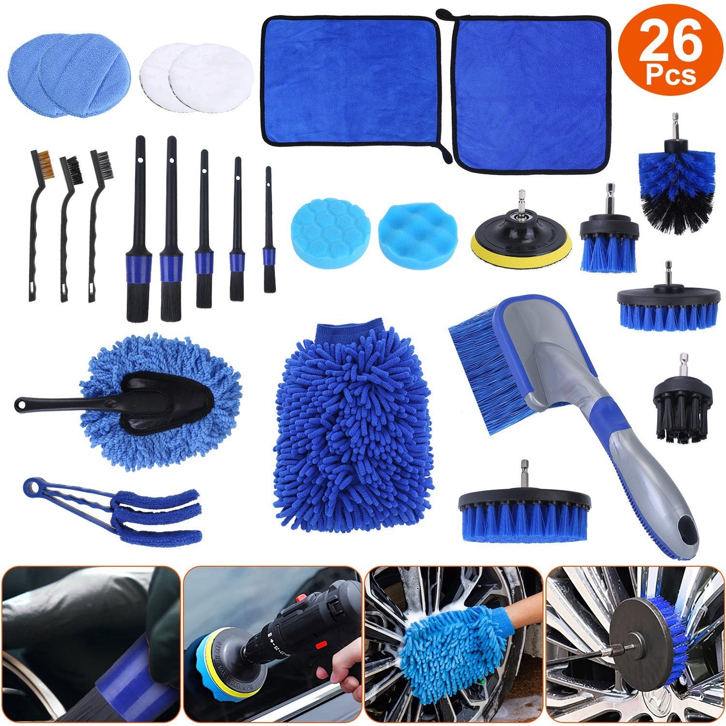 26-Piece Car Detailing Brush & Cleaning Kit