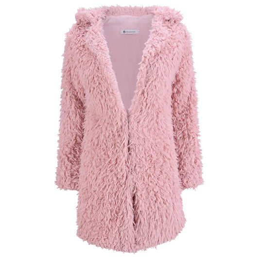 Chic Long Faux Fur Coat - Women's Winter Elegance