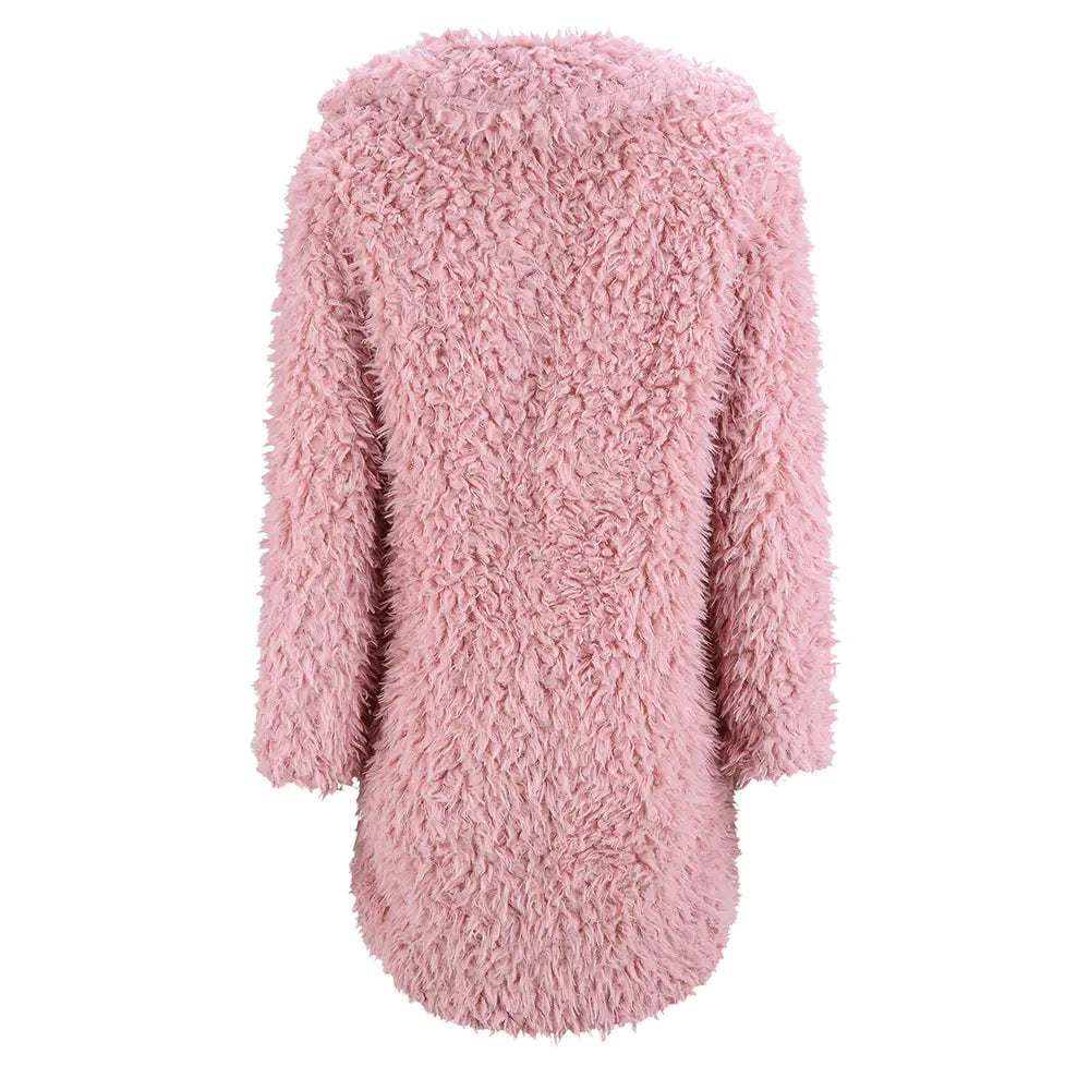 Chic Long Faux Fur Coat - Women's Winter Elegance