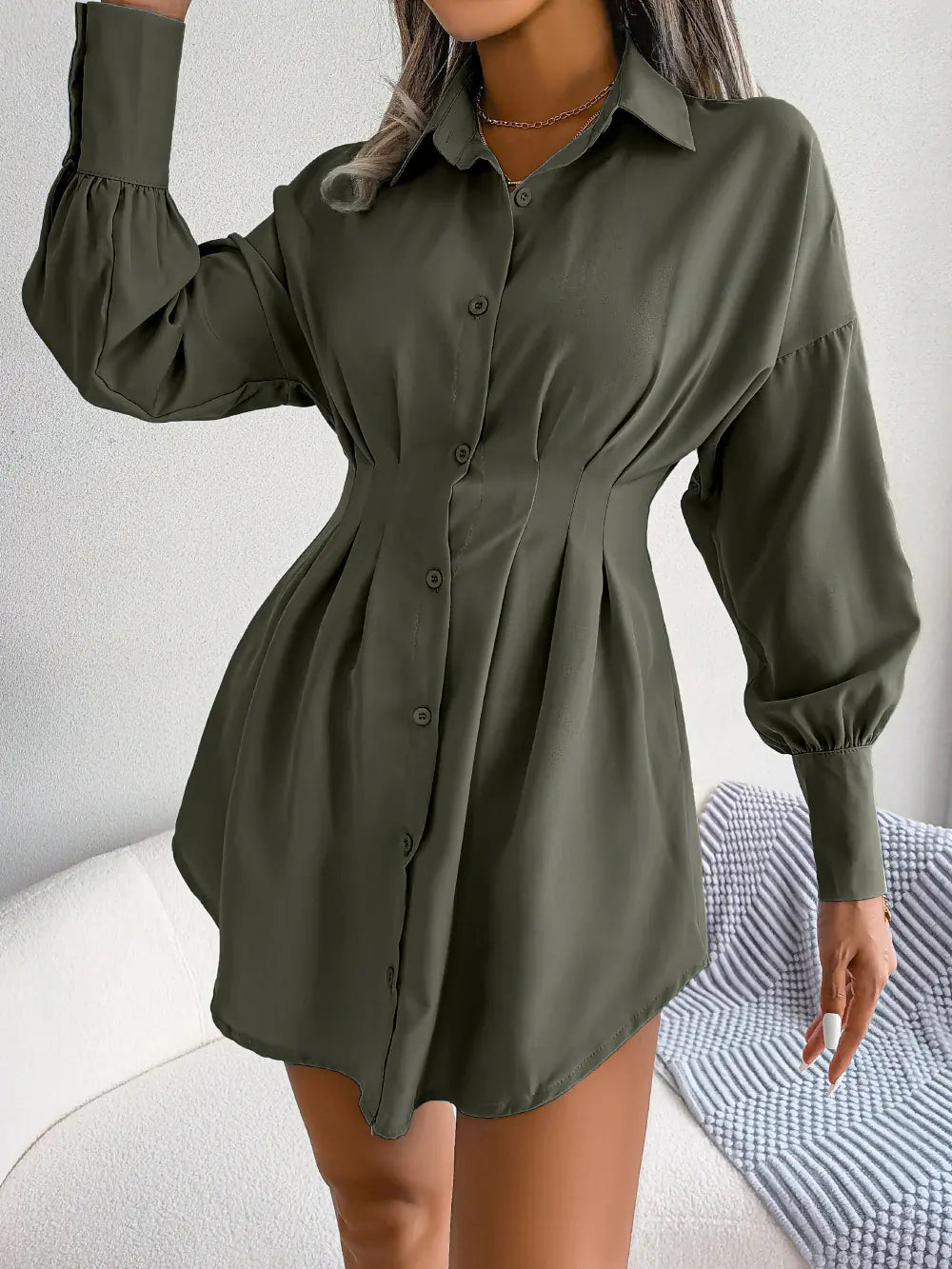 Lantern Sleeve Asymmetric Dress