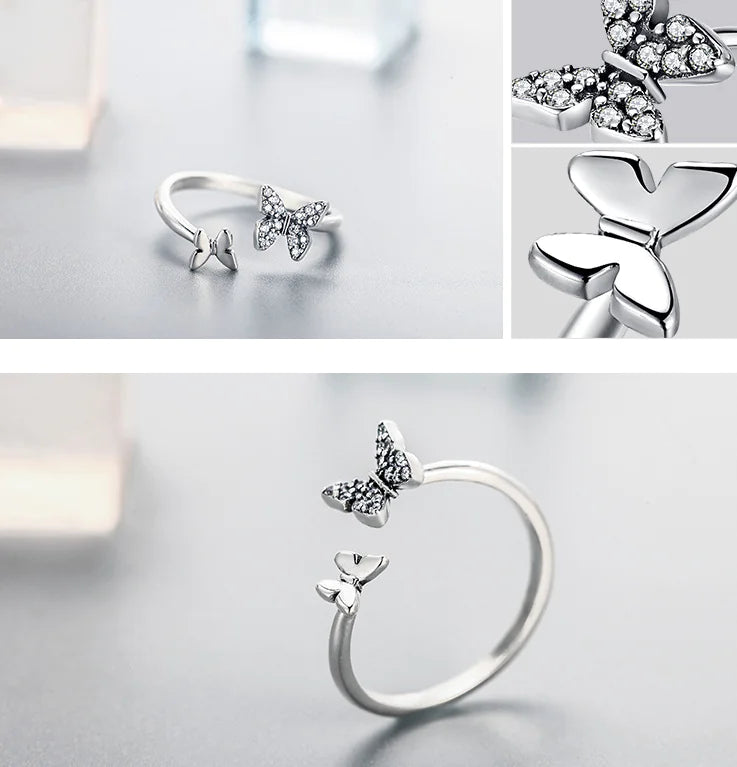 Elegant S925 Butterfly Gem Ring