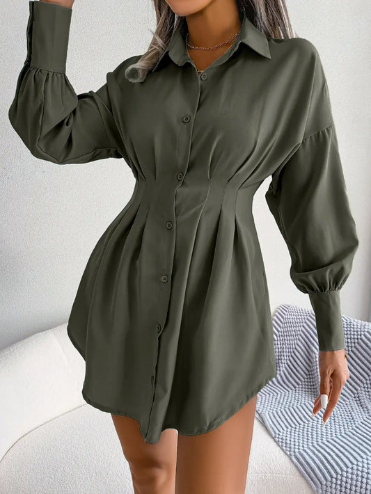 Lantern Sleeve Asymmetric Dress