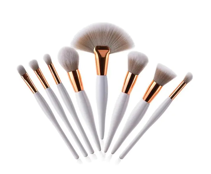 8-Piece Elegant Black & Silver Makeup Brush Set